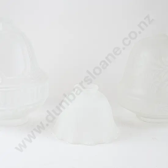 Two Modern Frosted Moulded Glass Pendant Ceiling Shades & Other