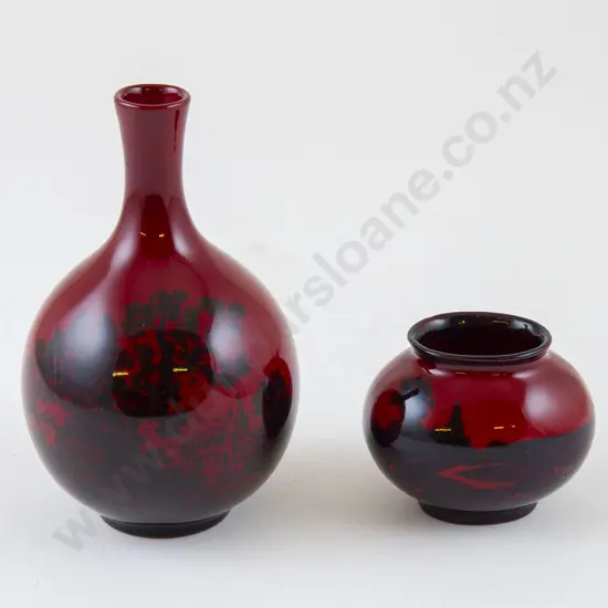 Two Doulton Flambe Small Posies