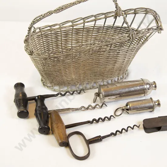 Wire Wine Basket and assorted