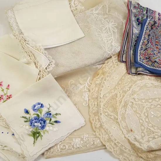 Small Qty Silk Handkerchiefs Net Veil etc