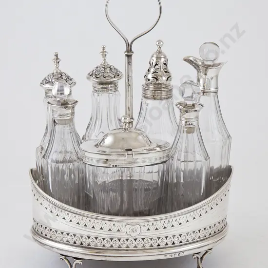 Geo III S/S 7 Bottle Cruet Set