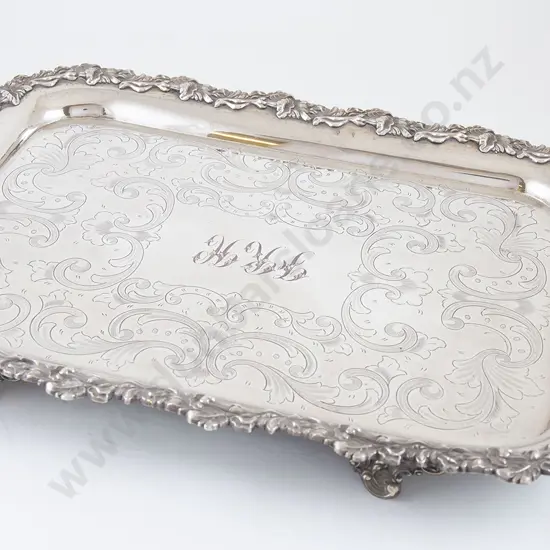 Victorian Sheffield Plate Two Handled Oblong Banquet Drinks Tray