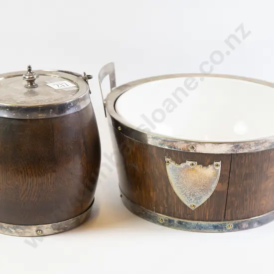 Oak Biscuit Barrel with Fruit Bowl