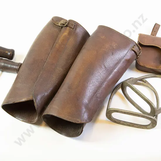 Pair Leather Leggings with saddle pouch