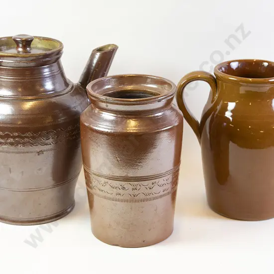 Large Victorian Pottery Jug, Crock & Other Jug