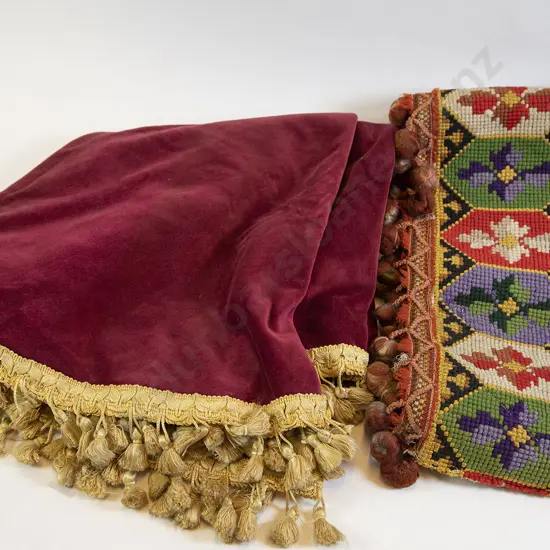 Red Velvet Circular Table Cover & Tapestry Frieze Piece
