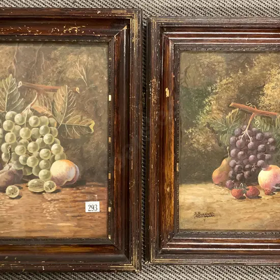 A. Burnard Pair Still Life Watercolours of Fruit