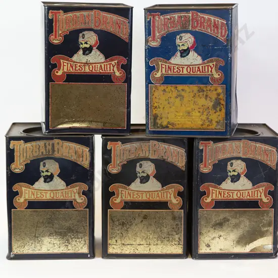 Five Vintage Turban Brand Almond Cans