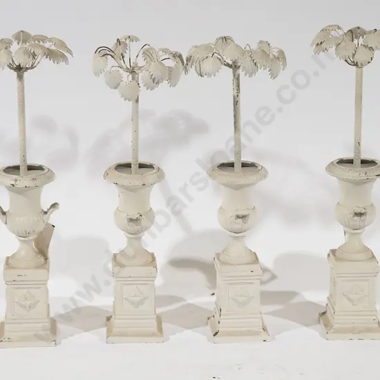 Four New White Metal Lamp Fittings