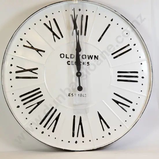 Large B&W Enamel Wall Clock