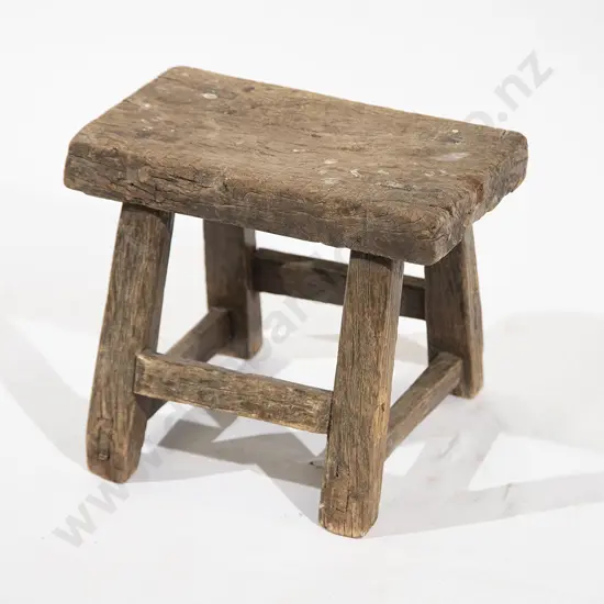 Small Rustic C18th Stool and later pine stool