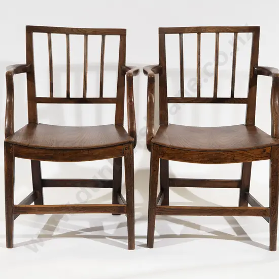 Pair GeoIII Oak Open Arm Chairs