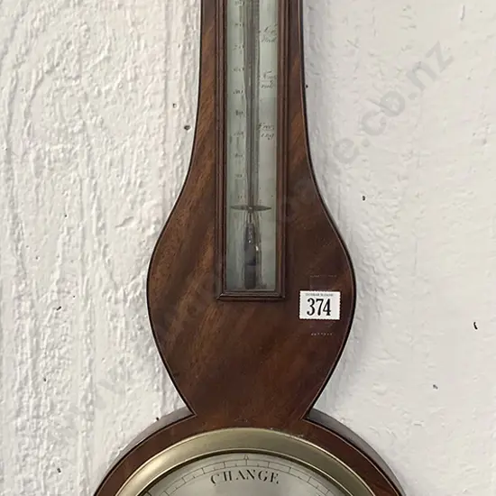 C19th Mahogany Banjo Barometer