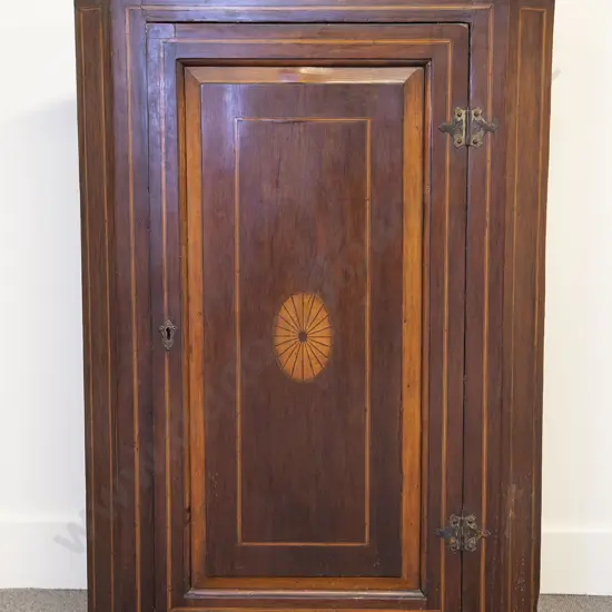GeoIII Mahogany and Inlaid Corner Cupboard