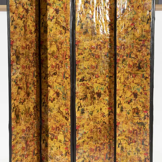 Victorian Four Panel Scrap Screen (faults)