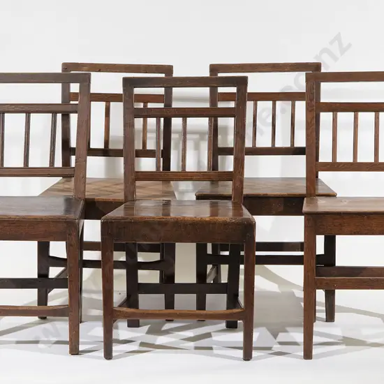 Set Five GeoIII Oak Country Dining Chairs