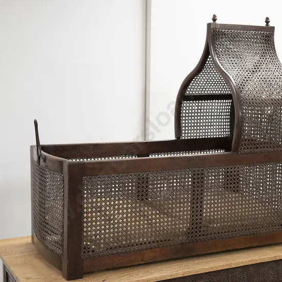 C19th Mahogany Caned Babies Cot