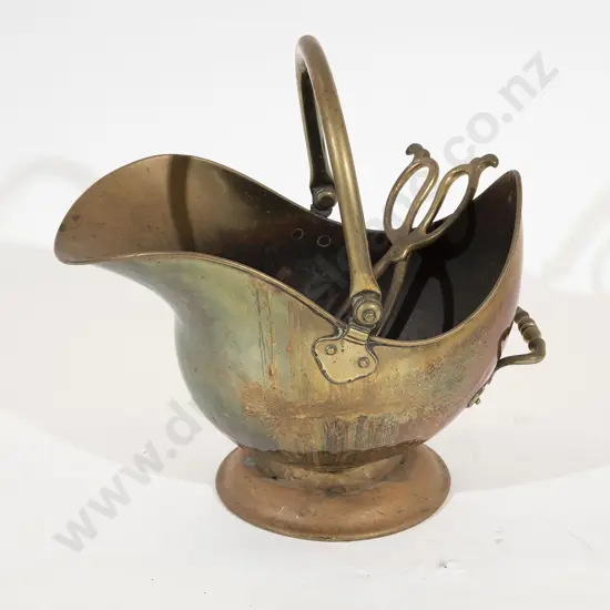 Brass Coal Helmet and tongs