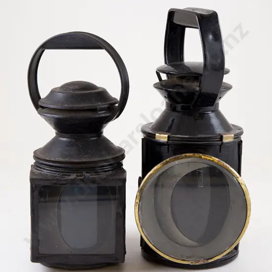 Two Victorian Japanned Hand Lanterns
