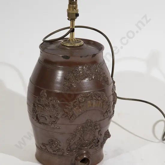 Victorian Glazed Stoneware Brandy Barrel converted to lamp