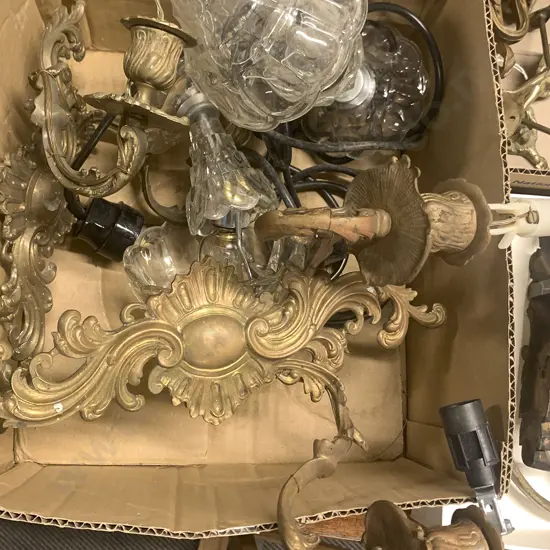 Pair Ormolu Wall Lamp Sconces and pair glass lamps