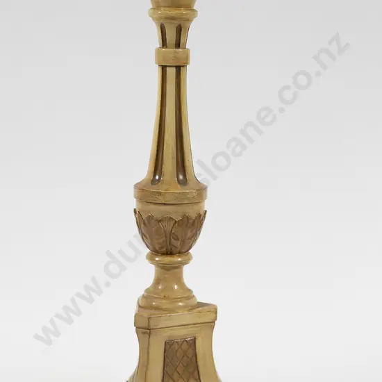 Modern Painted and Gilded Fluted Wooden Lamp Base