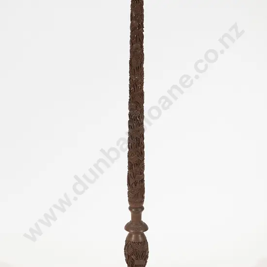 Chinese Carved Teak Standard Lamp