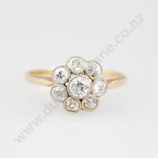 Early C20th 8 Stone Diamond Floret Cluster Ring