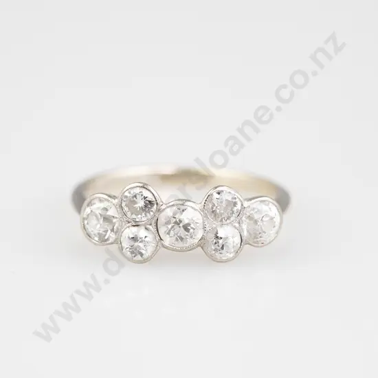 Art Deco 18ct White Gold 7 Stone Bridge Diamond Ring