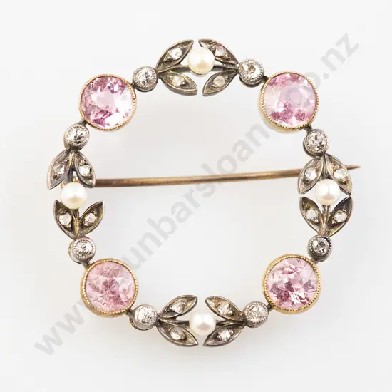 Victorian 15ct and Silver Pink Peridot