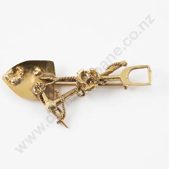 Colonial NZ/Australian 9ct Gold Rush Miners Brooch