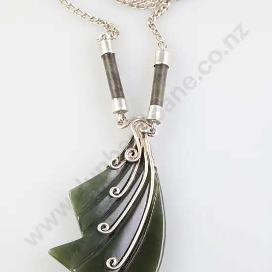 Modern S/S and Greenstone Pendant