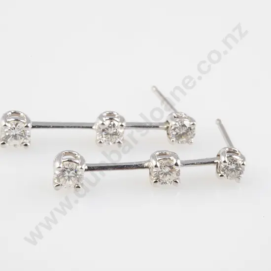 Pair 14ct Diamond Pendant Drop Earrings