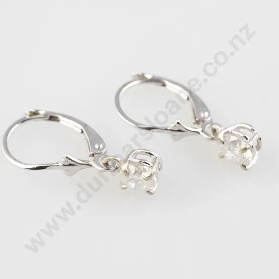 Pair 14ct White Gold Diamond Drop Earrings