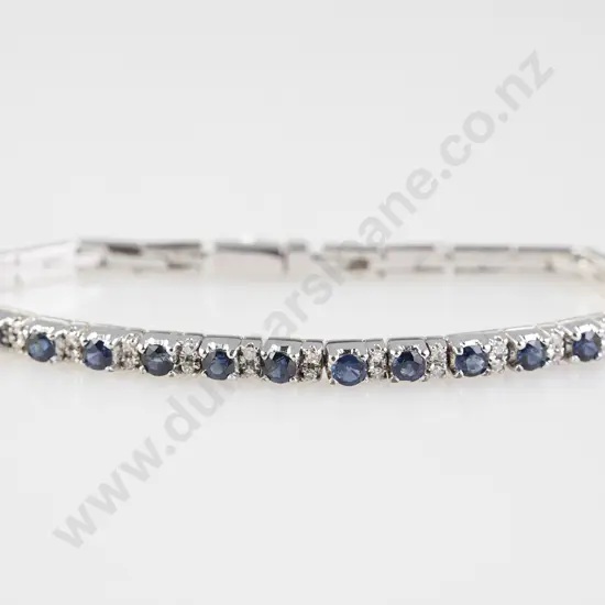 14ct 34stone Sapphire and Diamond Tennis Style Bracelet