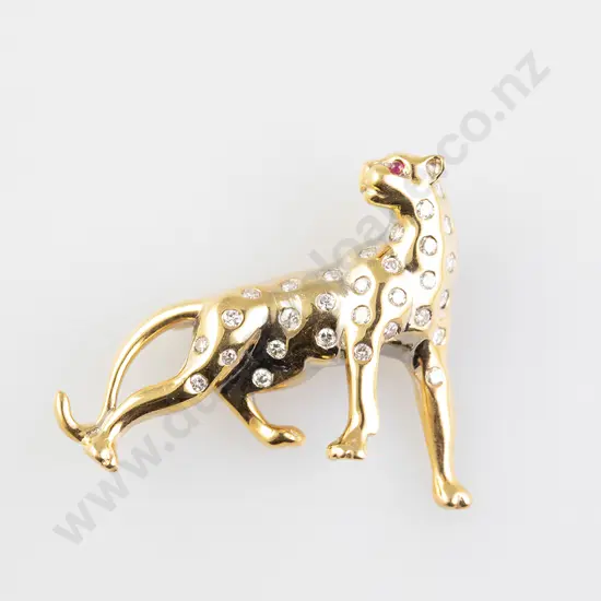 18ct Diamond Leopard Brooch