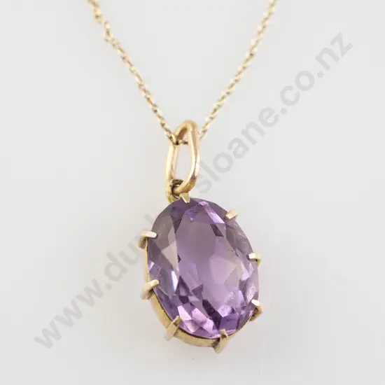 9ct Mounted Amethyst Pendant