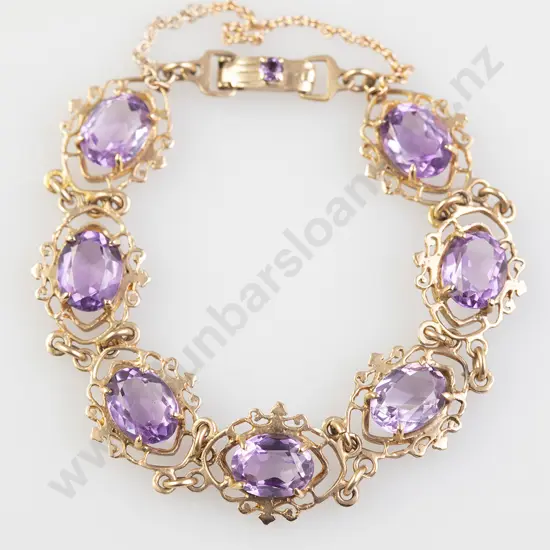 9ct Seven Stone Amethyst Bracelet
