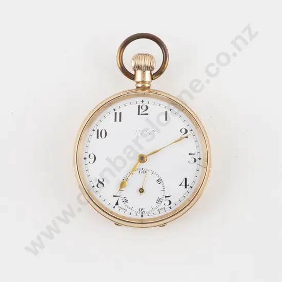 9ct Swiss Movement Cased Open Face Lever Wind Pocket Watch