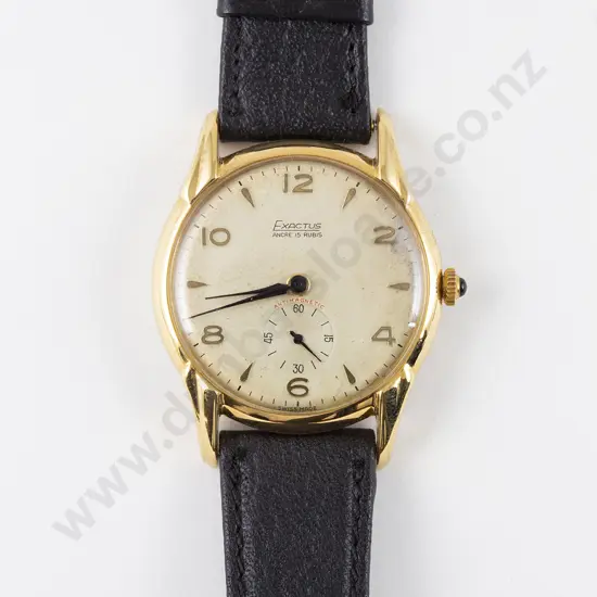 Mid C20th Exactus Gold Plate on Stainless Steel Gents Dress Watch