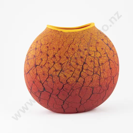 Garry Nash Studio Glass Flattened Ovoid Vase