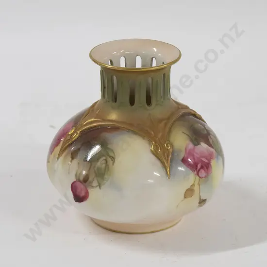 Royal Worcester Floral-Decorated Posy Pot