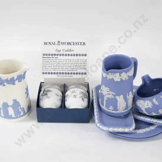 Seven Pieces Of Wedgwood Together With Royal Worcester Egg Cobblers