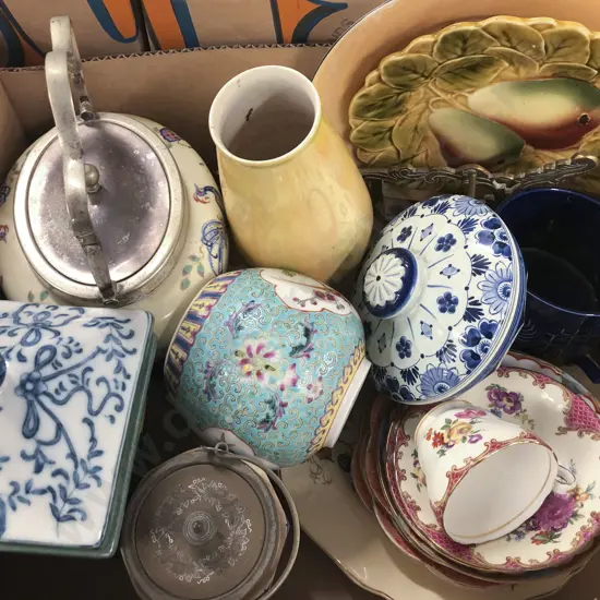 Small Box Of Assorted China Including Ginger Jars Etc.