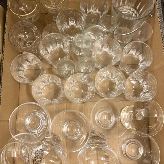 Box Of Assorted Glassware