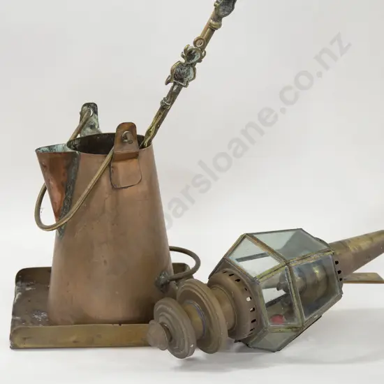 Small Quantity Of Copper And Brassware Including Lantern