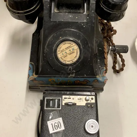 Vintage Telephone Together With Box Brownie
