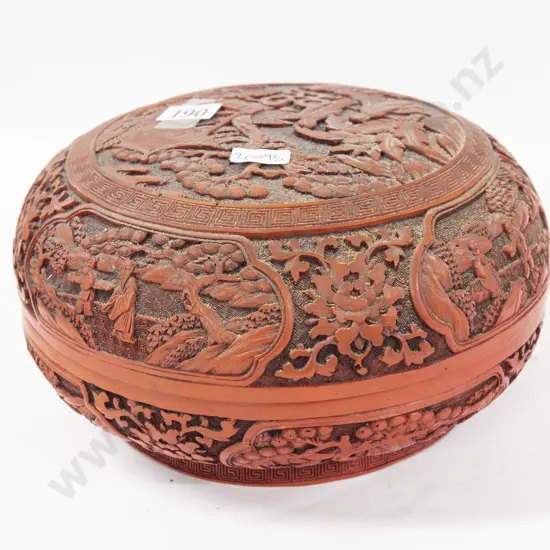 Large Cinnabar Lacquer Circular Box