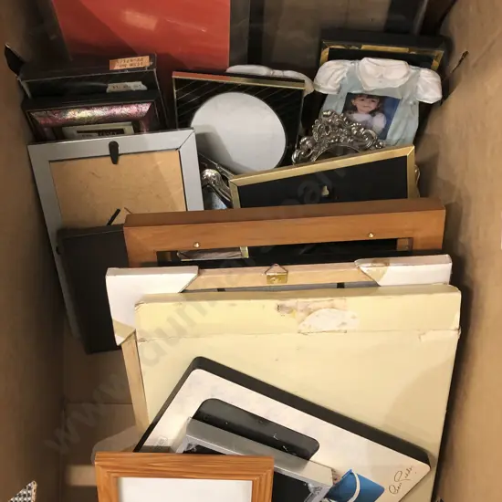 Two Boxes Of Assorted Including Frames And Doll Costumes