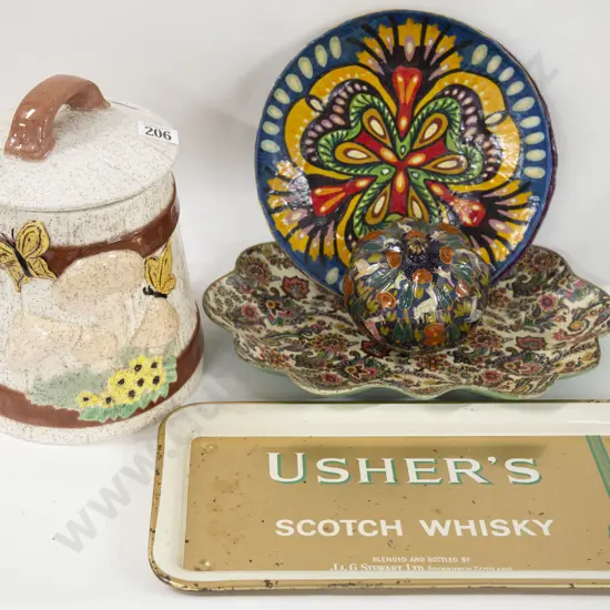 Large Ceramic Jar Together With Decorative Trays Etc.